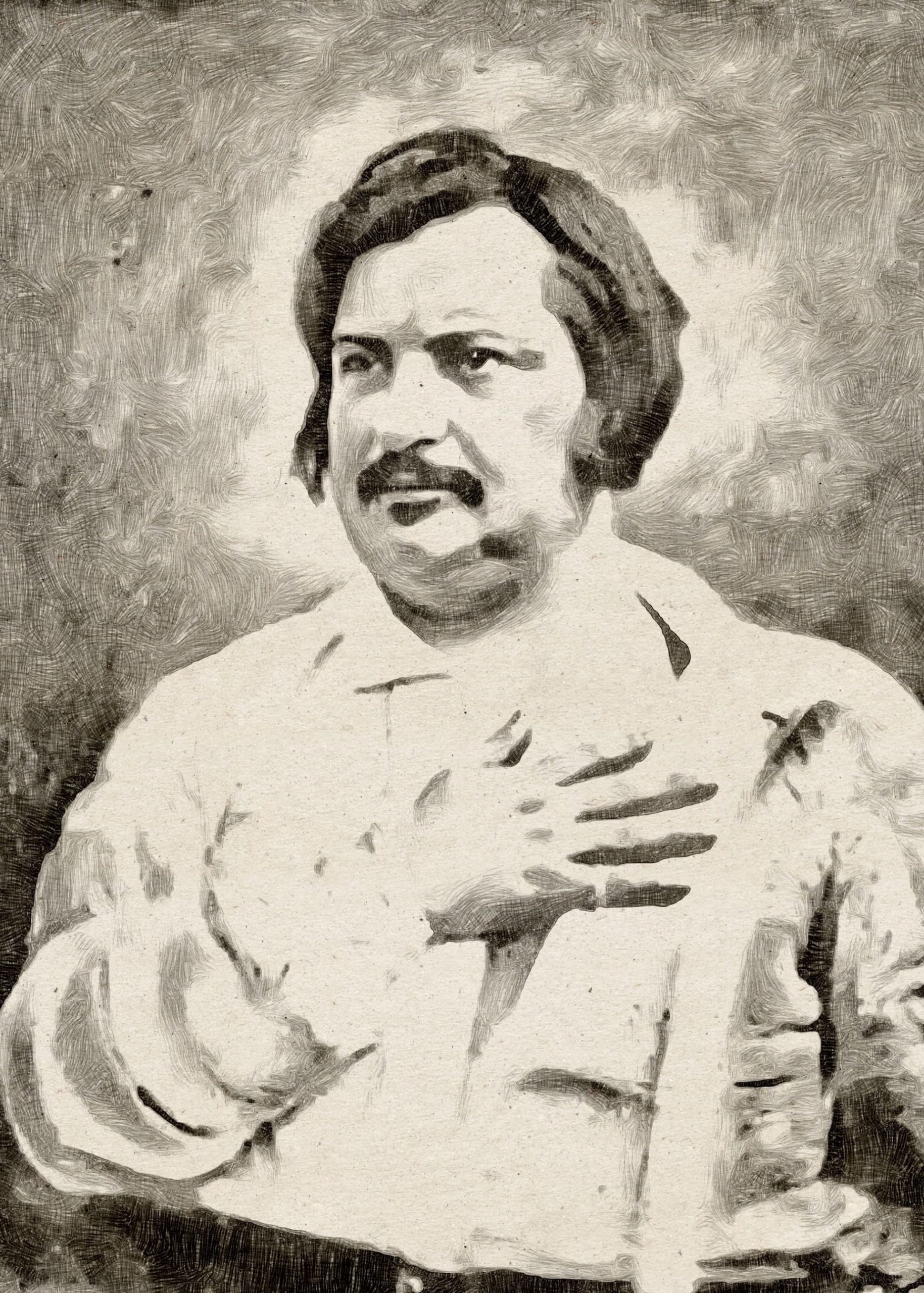 Portrait honoré de Balzac pour le coussin porte livre samoussin Balzac par Aricomagic