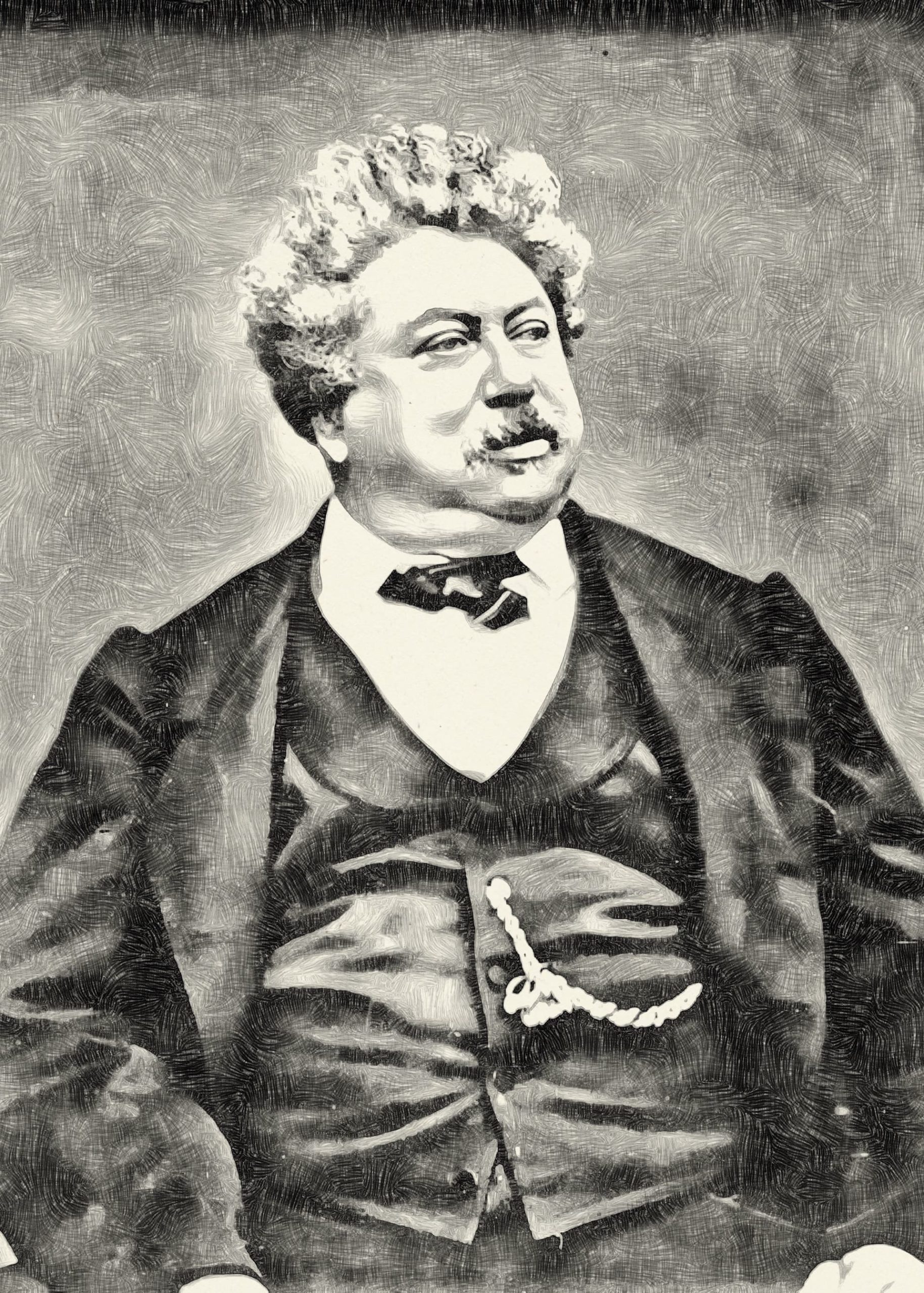 Portrait dessiné Alexandre Dumas pour Aricomagic Décoration fertile coussin pour lecture et repose coude.