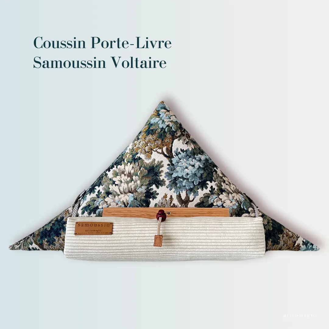 Porte-livre samoussin Voltaire tissus forêt Aubusson- Aricomagic