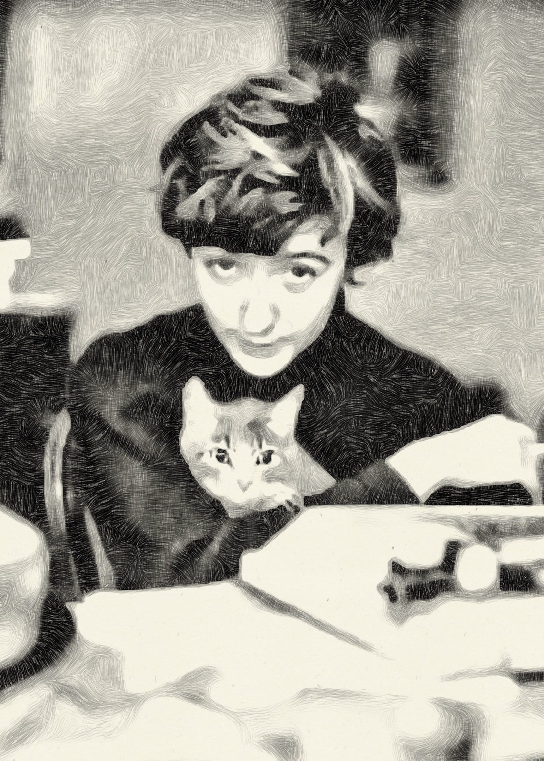 Portrait de Françoise Sagan dessiné - Aricomagic décoration Fertile