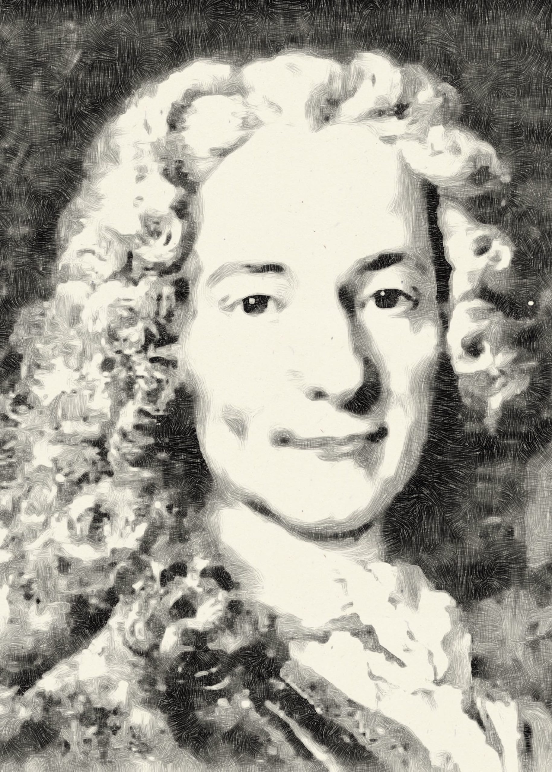 Portrait de Voltaire pour le porte-livre samoussin Voltaire Aricomagic Décoration Fertile Made in France