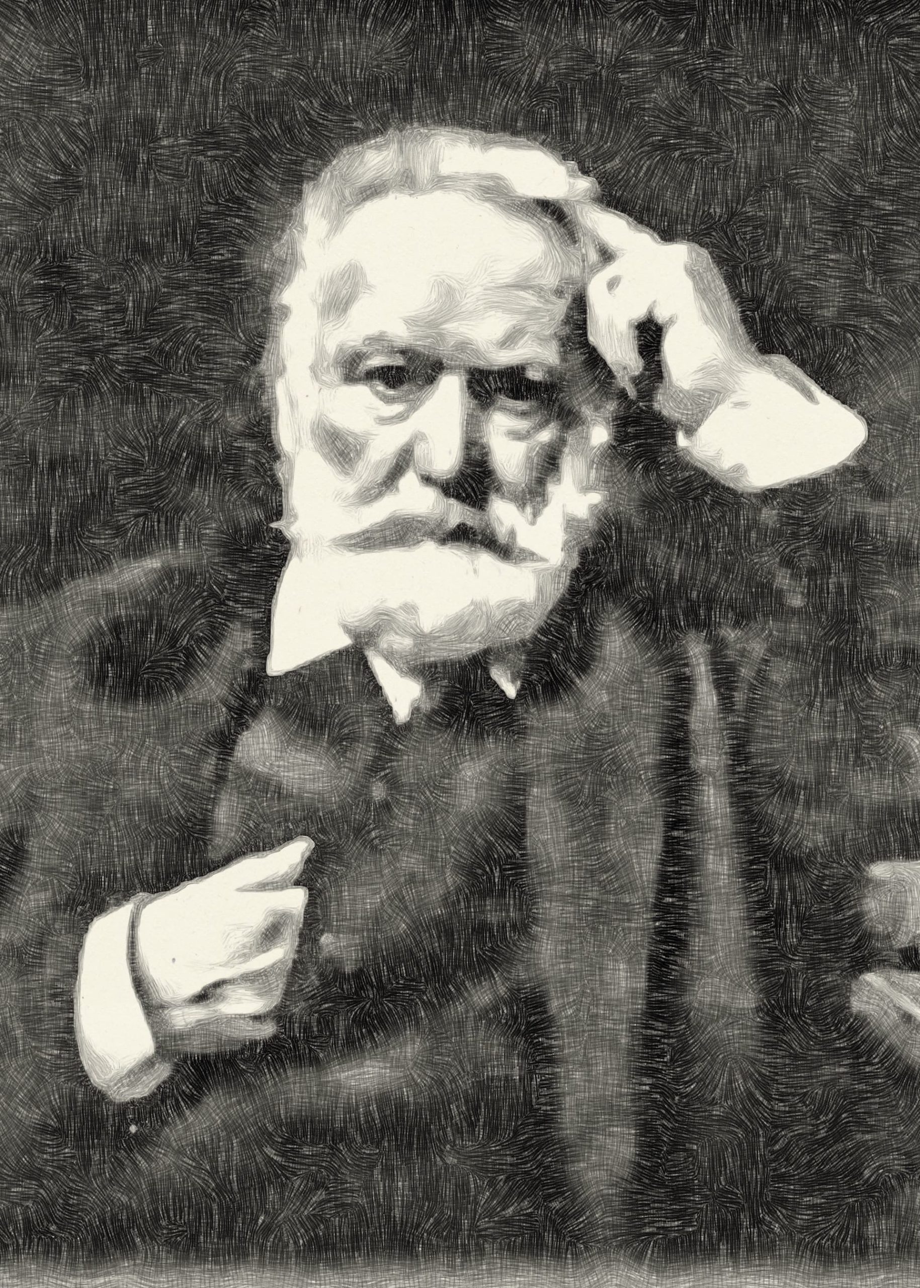 Portrait Victor Hugo pour le coussin de Lecture Samoussin Hugo fabriqué en France par la marque aricomagic Décoration Fertile