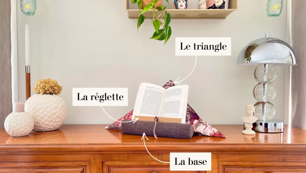 Installation samoussin première génération sans bretelles porte-livre coussin de lecture aricomagic décoration fertile