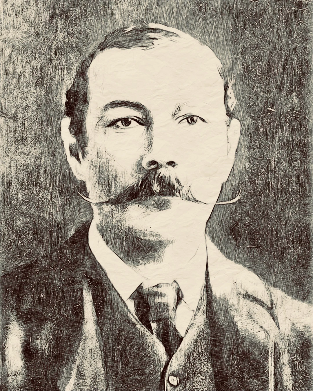 Portrait dessiné Sir Arthur Conan Doyle par Aricomagic Décoration Fertile Made in France