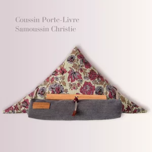 Coussin pour lecture samoussin Christie tissu indien matelassé aux motifs floraux imprimés selon la technique traditionnelle du bloc print support de livre - Aricomagic