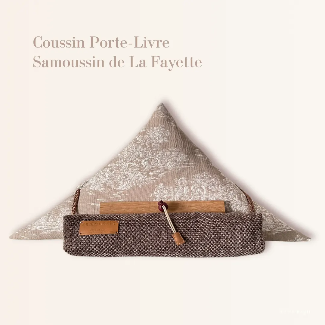 Porte-livre samoussin de La Fayette toile de Jouy coussin de lecture élégant pour lire au lit - Aricomagic