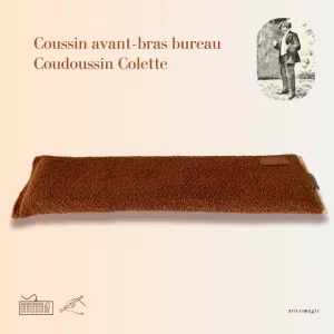 Coussin avant bras ergonomique bureau Coudoussin Colette tissus bouclette camel - Aricomagic
