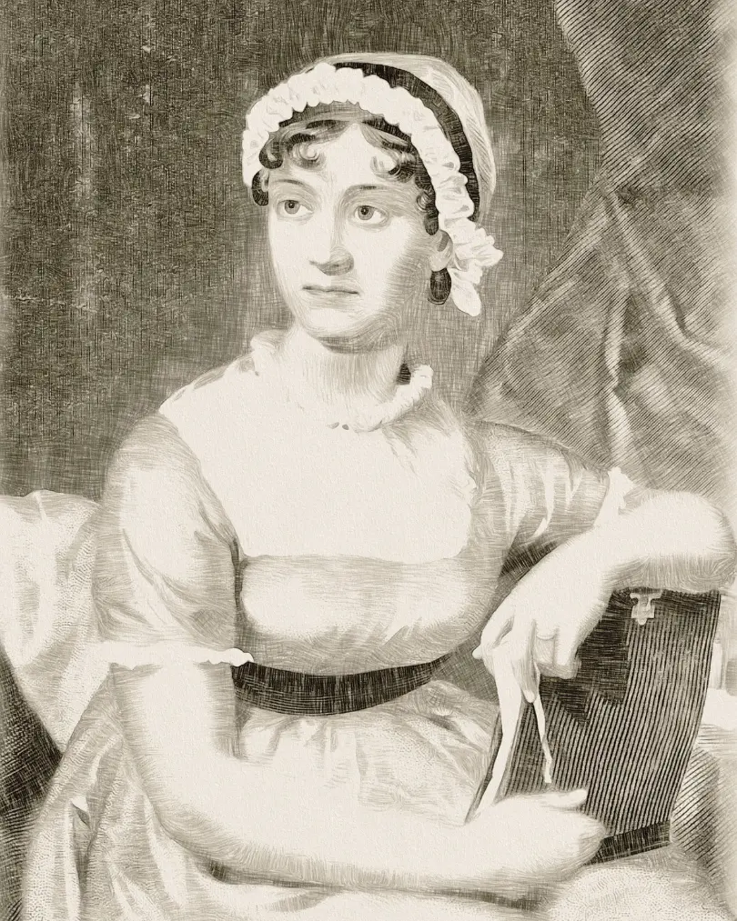 Portrait de Jane Austen pour Aricomagic Décoration Fertile - Coussins de lecture et d'écriture