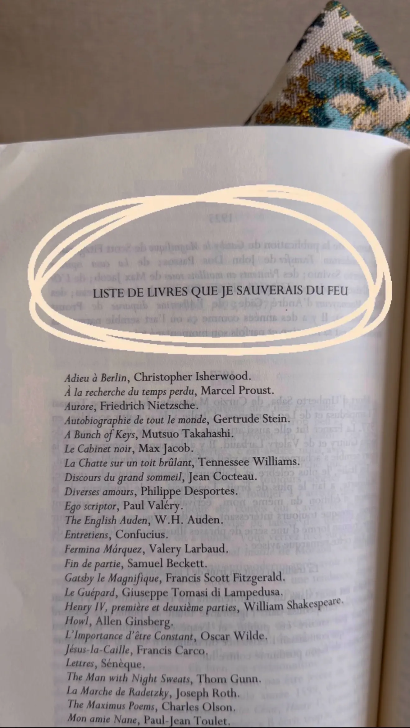 Liste des livres que je sauverais du Feu pour le guide reprendre la lecture aricomagic